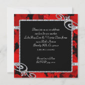 Ruby Rote Rosen & Diamond Wirbel Hochzeit Einladung (Rückseite)