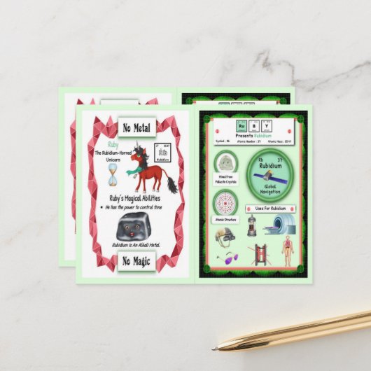 Ruby - Rubidium Horn Einhorn Spielkarte Postkarte (Vorderseite/Rückseite Beispiel)