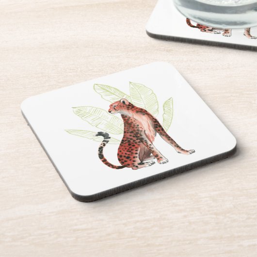 Ruby Runner Leopard Getränkeuntersetzer (Linke Seite)