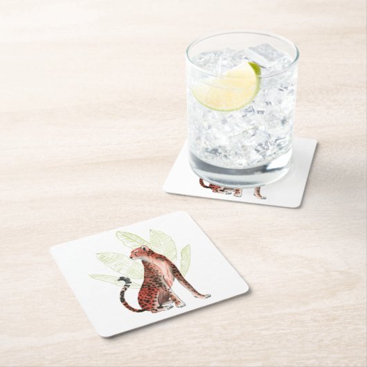 Ruby Runner Leopard Rechteckiger Pappuntersetzer (Vor Ort)