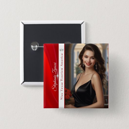 Ruby Sash Pageant Button (Vorne & Hinten)