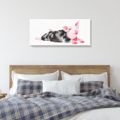 Ruby, Schwein mit Lipstick-Druck auf Leinwand (Insitu (Schlafzimmer))