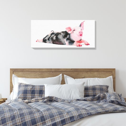 Ruby, Schwein mit Lipstick-Druck auf Leinwand (Insitu (Schlafzimmer))