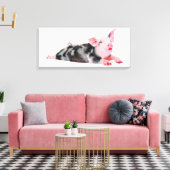 Ruby, Schwein mit Lipstick-Druck auf Leinwand (Insitu (Wohnzimmer))