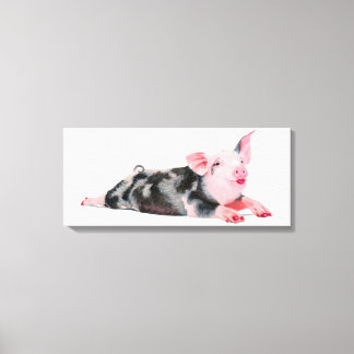 Ruby, Schwein mit Lipstick-Druck auf Leinwand