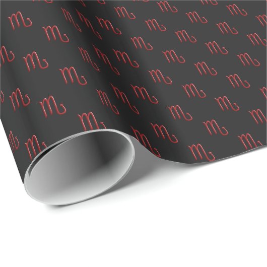 Ruby Scorpio Symbol Wrapping Paper Geschenkpapier (Rolleneckpunkt)