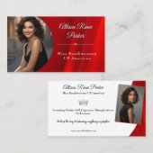 Ruby Shine Pageant Business Card Visitenkarte (Vorne/Hinten)