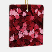 Ruby Sparkle Heart Confetti Cascade Valentine's Keramikornament (Rechts)