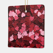 Ruby Sparkle Heart Confetti Cascade Valentine's Keramikornament (Links)