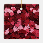 Ruby Sparkle Heart Confetti Cascade Valentine's Keramikornament (Rückseite)
