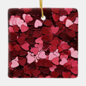 Ruby Sparkle Heart Confetti Cascade Valentine's Keramikornament (Vorderseite)