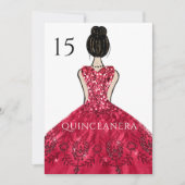 Ruby Sparkle Princess Dress Quinceanera Party Einladung (Vorderseite)