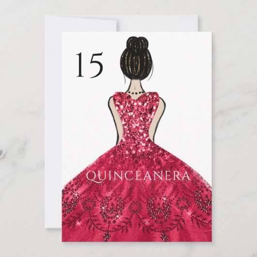 Ruby Sparkle Princess Dress Quinceanera Party Einladung (Vorderseite)