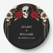Ruby Thick Claret White Heart Red Black Wedding Pappteller (Vorderseite)