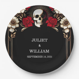 Ruby Thick Claret White Heart Red Black Wedding Pappteller