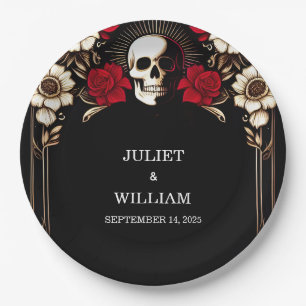 Ruby Thick Claret White Heart Red Black Wedding Pappteller