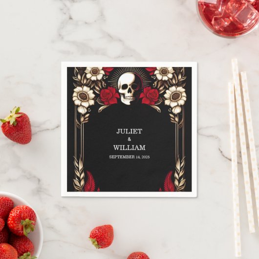 Ruby Thick Claret White Heart Red Black Wedding Serviette (Beispiel)