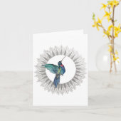 Ruby Throat Hummingbird Faltkarte Karte (Gelbe Blume)