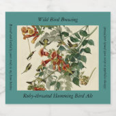 Ruby-throated Humming Bird, Audubon Birds America Bierflaschenetikett (Einzelnes Label)