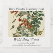 Ruby-throated Humming Bird, Audubon Birds America Schaumweinetikett (Einzelnes Label)