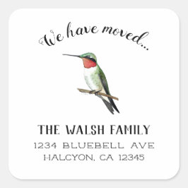 Ruby-throated Hummingbird Adressenwechsel Quadratischer Aufkleber