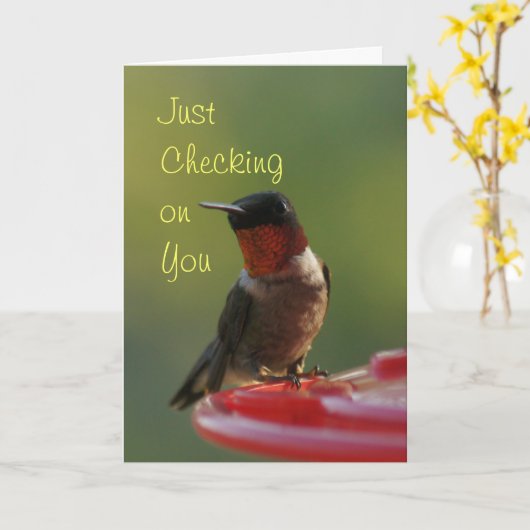 Ruby Throated Hummingbird - anpassen Karte (Gelbe Blume)