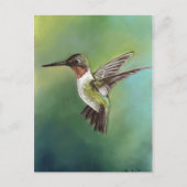 Ruby Throated Hummingbird Art Postcard Postkarte (Vorderseite)
