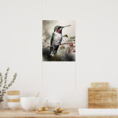 Ruby Throated Hummingbird Bird Art Print Poster (Küche)