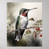 Ruby Throated Hummingbird Bird Art Print Poster (Vorne)