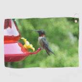 Ruby-Throated Hummingbird Bird Fotografy Golfhandtuch (Horizontal)
