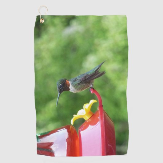 Ruby-Throated Hummingbird Bird Fotografy Golfhandtuch (Vorderseite)
