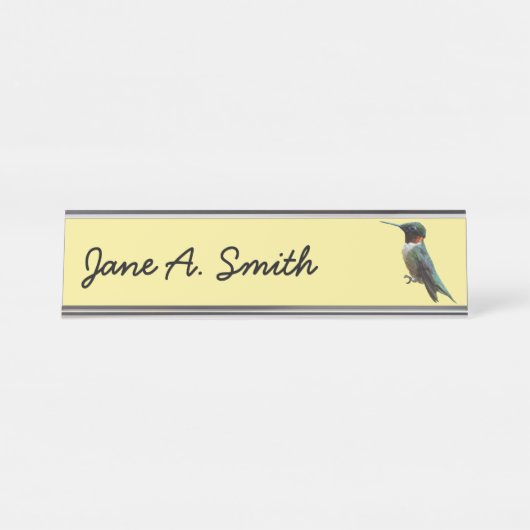 Ruby-Throated Hummingbird Bird Fotografy Schreibtischnamensplakette (Vorderseite )