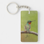Ruby-Throated Hummingbird Bird Painting Initials Schlüsselanhänger (Vorderseite)