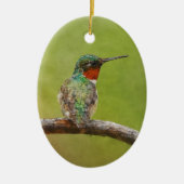 Ruby Throated Hummingbird Bird Painting Year Keramik Ornament (Vorne)