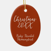 Ruby Throated Hummingbird Bird Painting Year Keramik Ornament (Hinten)