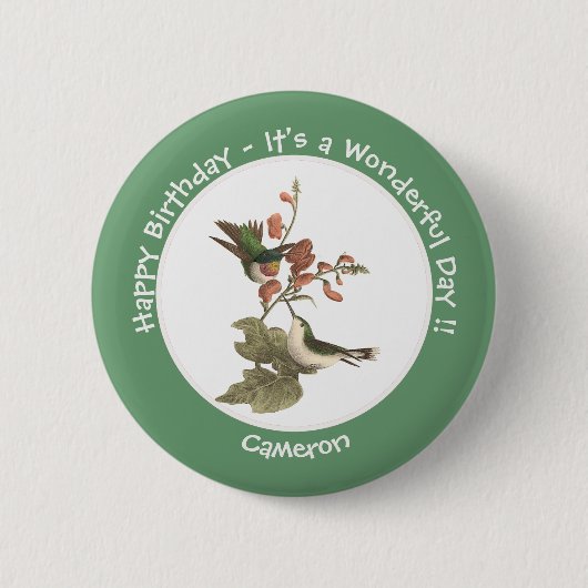 Ruby-throated Hummingbird, Birthday oder sonstiges Button (Vorderseite)