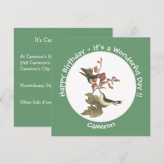 Ruby-throated Hummingbird, Birthday oder sonstiges Einladung (Vorne/Hinten)