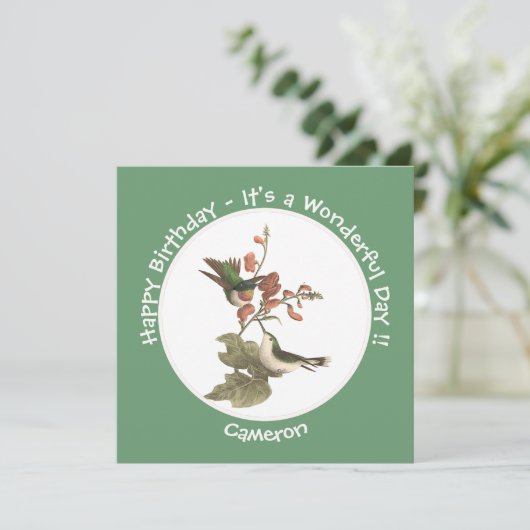 Ruby-throated Hummingbird, Birthday oder sonstiges Einladung (Stehend Vorderseite)