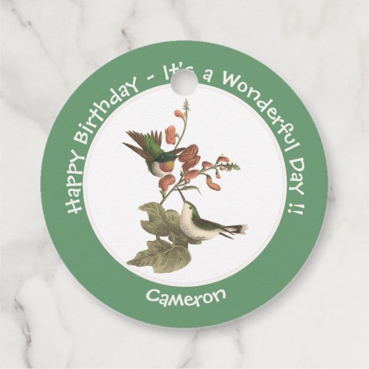 Ruby-throated Hummingbird, Birthday oder sonstiges Geschenkanhänger (Rückseite)