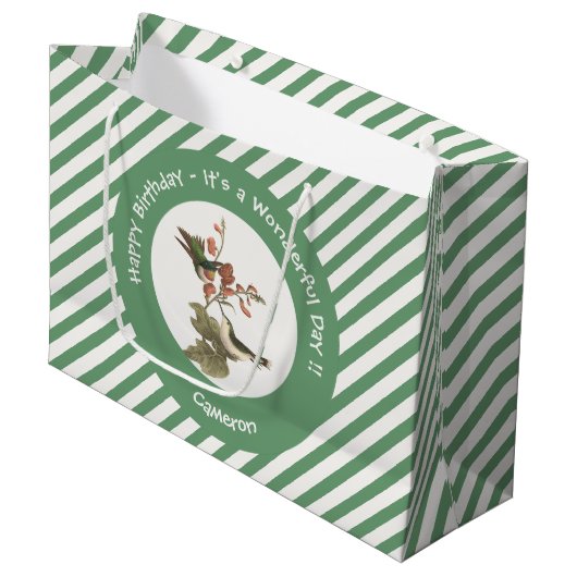 Ruby-throated Hummingbird, Birthday oder sonstiges Große Geschenktüte (Vorderseite Schrägansicht)