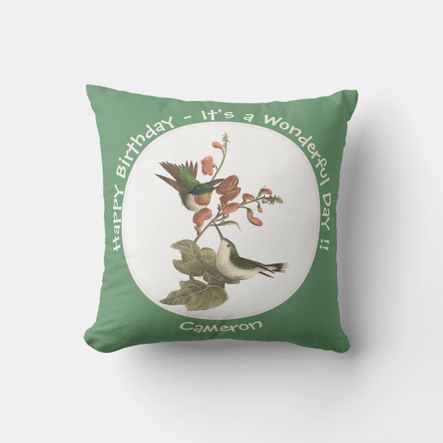 Ruby-throated Hummingbird, Birthday oder sonstiges Kissen (Vorderseite)