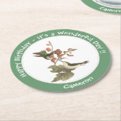 Ruby-throated Hummingbird, Birthday oder sonstiges Runder Pappuntersetzer (Angewinkelt)