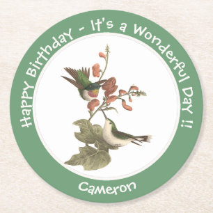 Ruby-throated Hummingbird, Birthday oder sonstiges Runder Pappuntersetzer