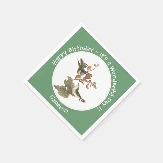 Ruby-throated Hummingbird, Birthday oder sonstiges Serviette (Ecke)