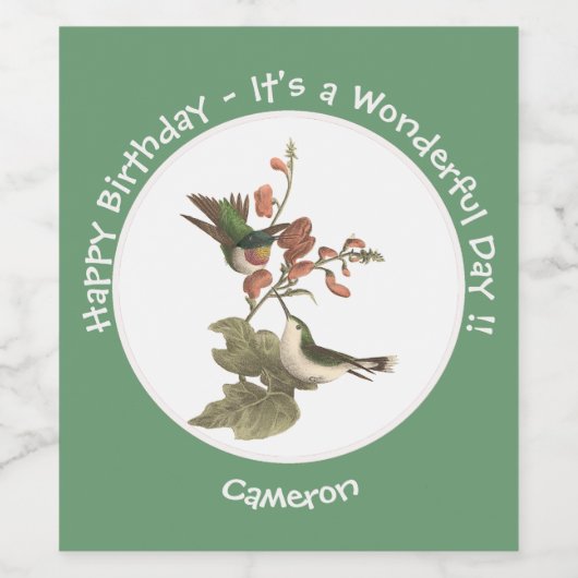 Ruby-throated Hummingbird, Birthday oder sonstiges Weinetikett (Einzelnes Label)