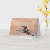 Ruby Throated Hummingbird Blank Note Card Karte (Gelbe Blume)