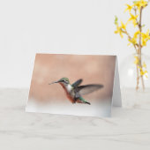 Ruby Throated Hummingbird Blank Note Card Karte (Gelbe Blume)