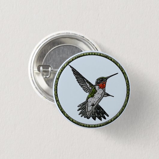 Ruby Throated Hummingbird Button (Vorne & Hinten)