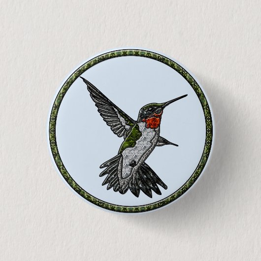 Ruby Throated Hummingbird Button (Vorderseite)