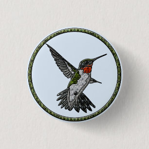 Ruby Throated Hummingbird Button